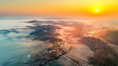浠水：冬日山乡宛如水墨画卷（客户端采稿）